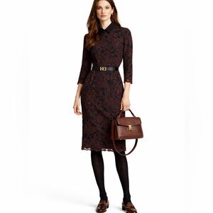 REVOLVE x TRINA TURK Preppy Collar Navy Red Lace Dress OldMoney Academia sz 2 XS